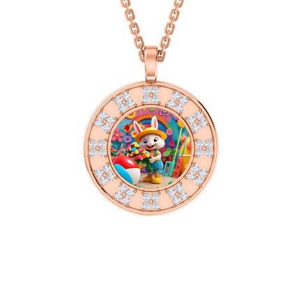 Ciondolo con foto Halo in Moissanite da 0,48 ct, gioielli in argento 925, placcato in oro giallo 14 carati, peso 5 g, altezza 20 mm