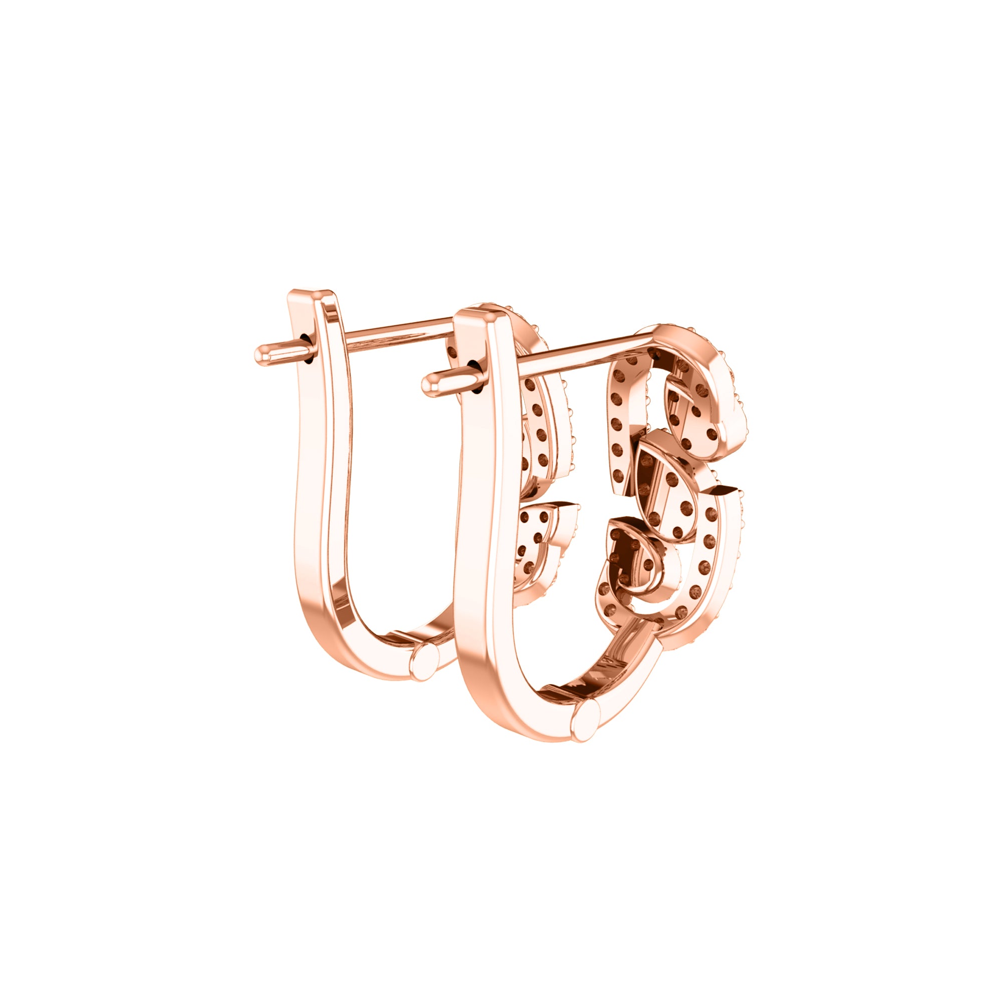 Orecchino da donna Hoops & Huggies in argento sterling RKC 925 con rosa 14k su peso 5,00 g, altezza 20,50 mm