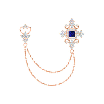 Spilla RKC Moissanite in argento sterling 925, prodotto placcato in oro rosa 14 carati, peso 6,10 GM, altezza 40,50 MM