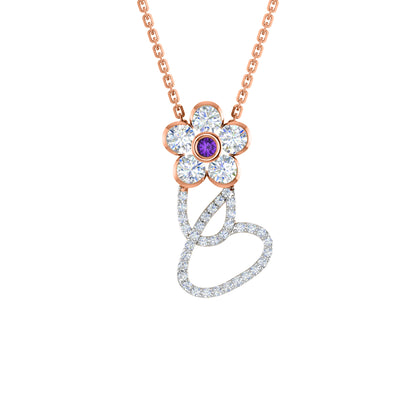 RKC 1,65 Karat Moissanit-Blumenanhänger, 925er Silberschmuck, 14 Karat Roségold vergoldet, Gewicht 4,90 g, Höhe 26,00 mm