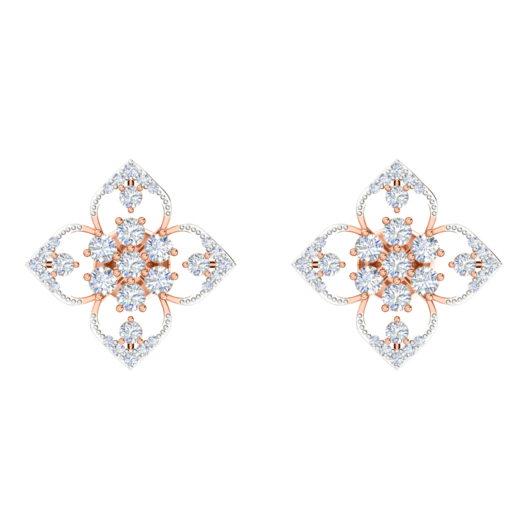 RKC 925 Sterling Silber Damen-Ohrring mit Blumenmuster für den täglichen Gebrauch, 14 Karat Gelb, Produktgewicht: 2,80 GM, Höhe: 14,70 mm