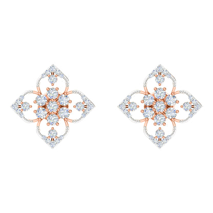 RKC 925 Sterling Silber Damen-Ohrring mit Blumenmuster für den täglichen Gebrauch, 14 Karat Gelb, Produktgewicht: 2,80 GM, Höhe: 14,70 mm