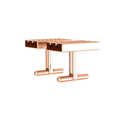 RKC-Moissanit-Manschettenknöpfe und Brosche aus 925er-Sterlingsilber, 14-karätig rosévergoldet, Produktgewicht: 3,20 g