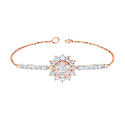 Pietra preziosa RKC in argento sterling 925 da 2,57 CT per bracciale da donna Placcato in oro rosa 14 carati Peso 5,50 GM