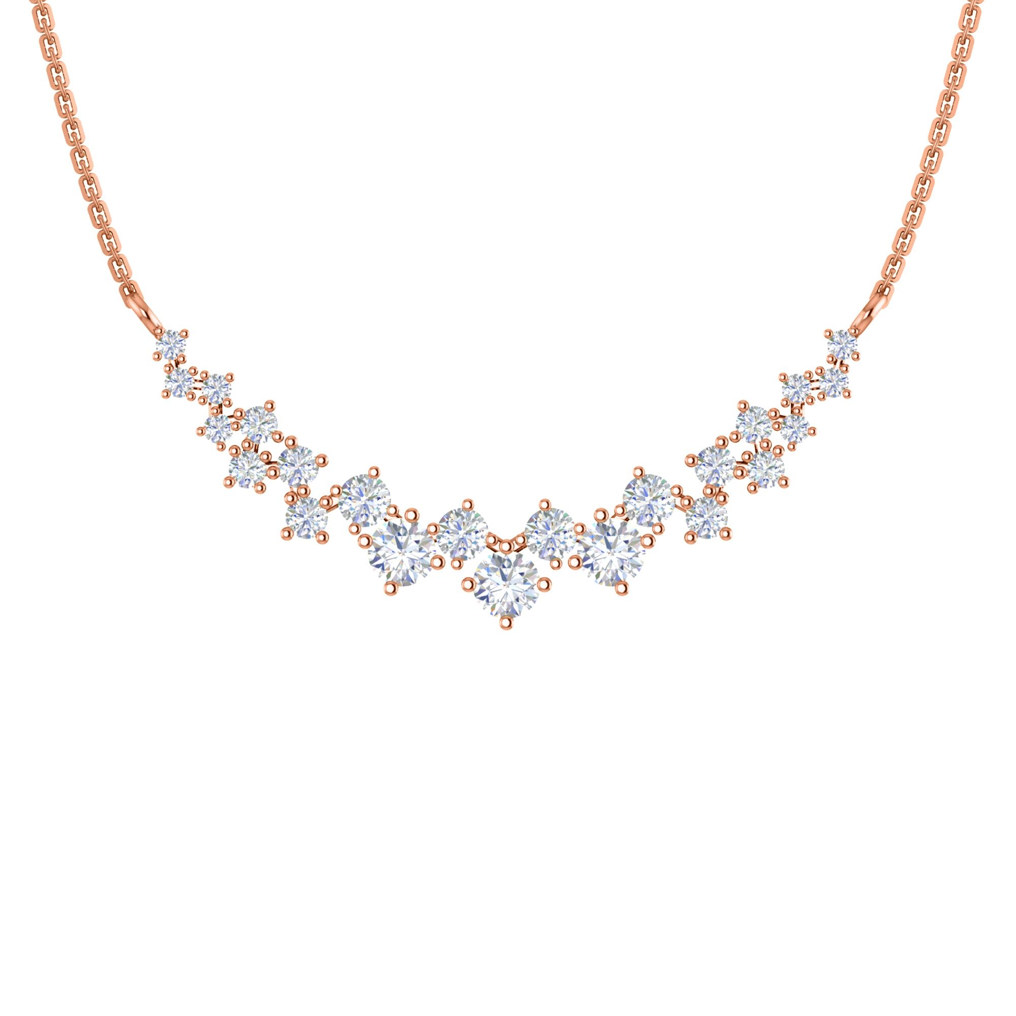 Collana affascinante con moissanite RKC da 10,35 CT Argento 925 placcato oro rosa 14k Peso del prodotto 4,80 GM