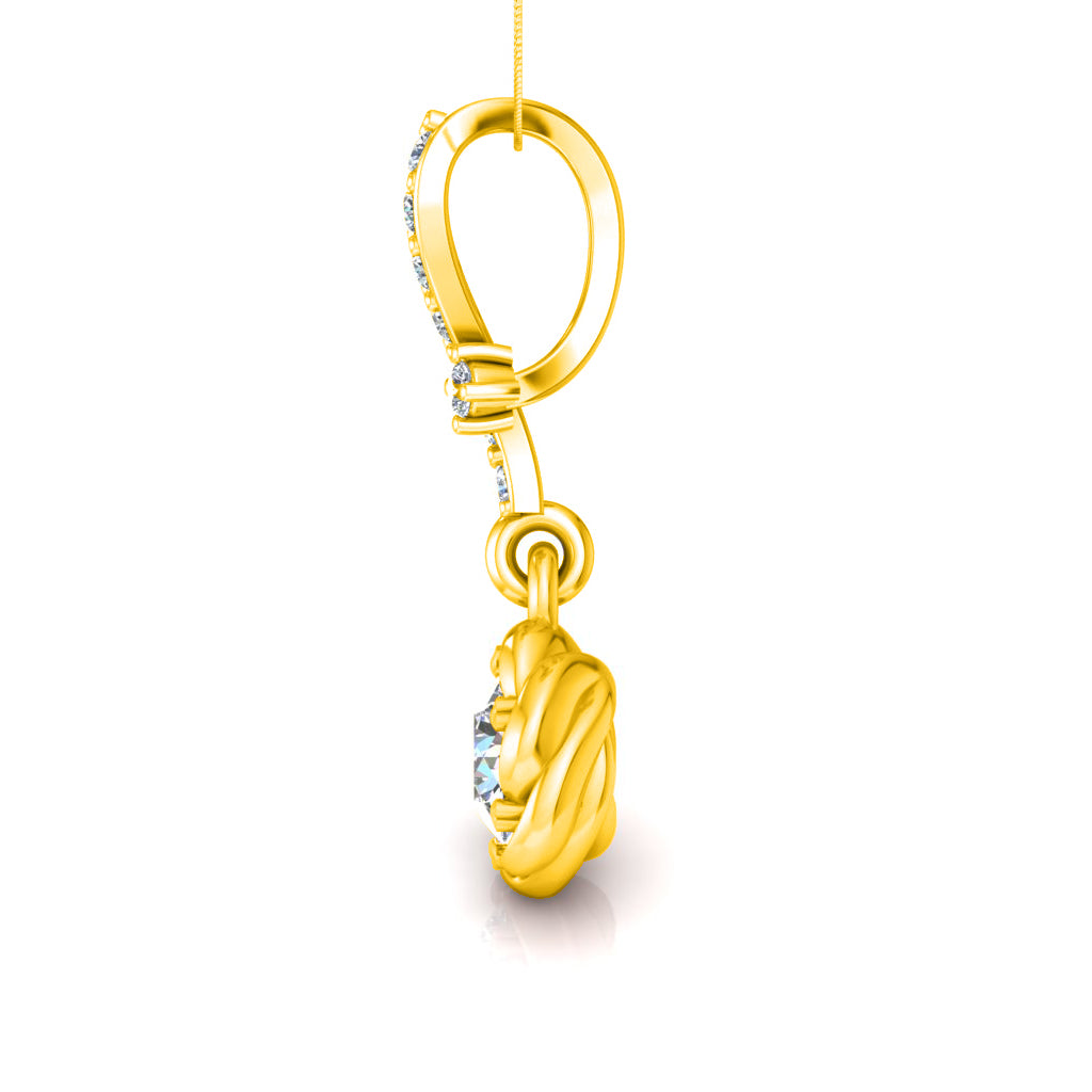 RKC 925 Sterling Silber Blumentropfen 0,35 Karat Moissanit-Anhänger, 14 Karat zweifarbig vergoldet, Gewicht 2,8 g, Höhe 18 mm