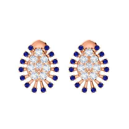 Orecchino da donna a grappolo in argento sterling 925 RKC 14k bianco su peso 3,00 g, altezza 14,00 mm