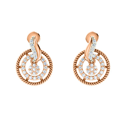 RKC 925 Silber Golden Gesamtgewicht 0,93 Karat Moissanit Anhänger Gewicht 3,37 g und Gewicht Ohrring 4,35 g, besetzt mit 14 Karat Roségold plattiert