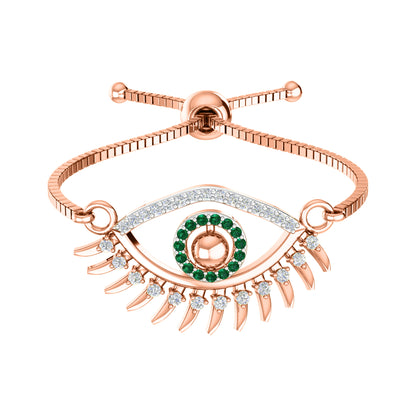 Bracciale da donna con pietre preziose multiple in argento sterling 925 RKC da 0,14 ct, placcato in oro giallo 14 carati, peso 3,80 GM, altezza 10,00 mm