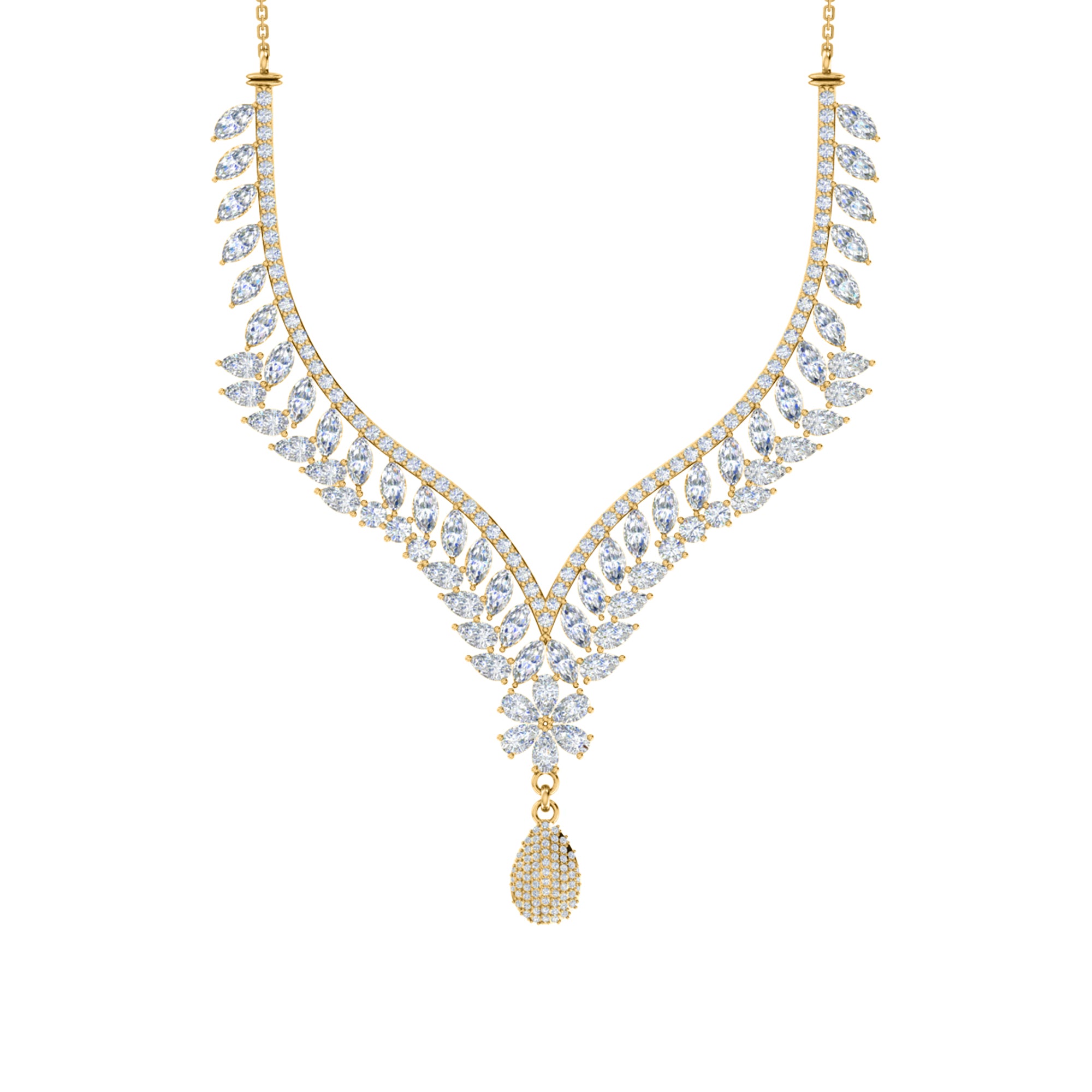 Charmante RKC 18 CT Moissanit-Halskette, 925er Silber, 14 Karat Roségold plattiert, Produktgewicht: 17,00 GM, Höhe: 100,00 mm