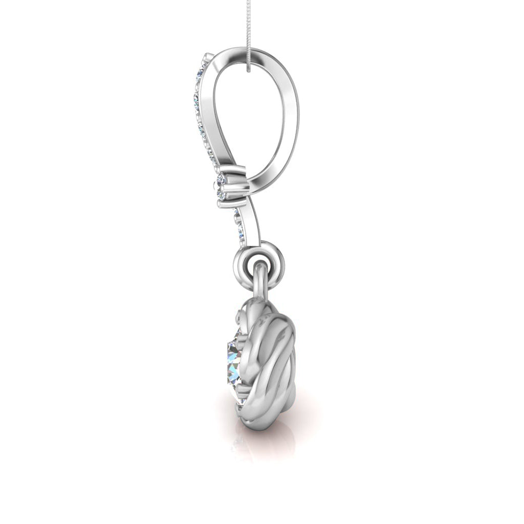 RKC 925 Sterling Silber Blumentropfen 0,35 Karat Moissanit-Anhänger, 14 Karat zweifarbig vergoldet, Gewicht 2,8 g, Höhe 18 mm