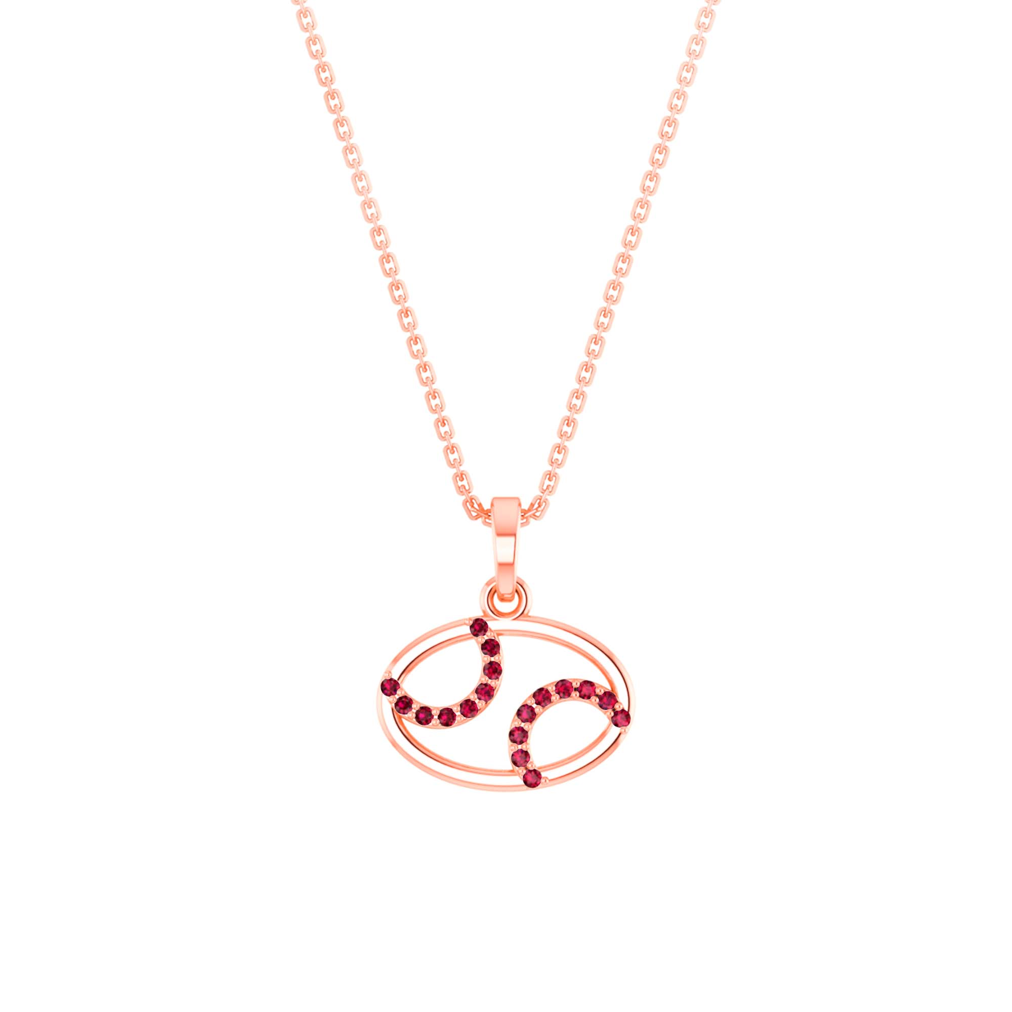 RKC Rose Gold Oval Shape Charming Pendant With Chain
