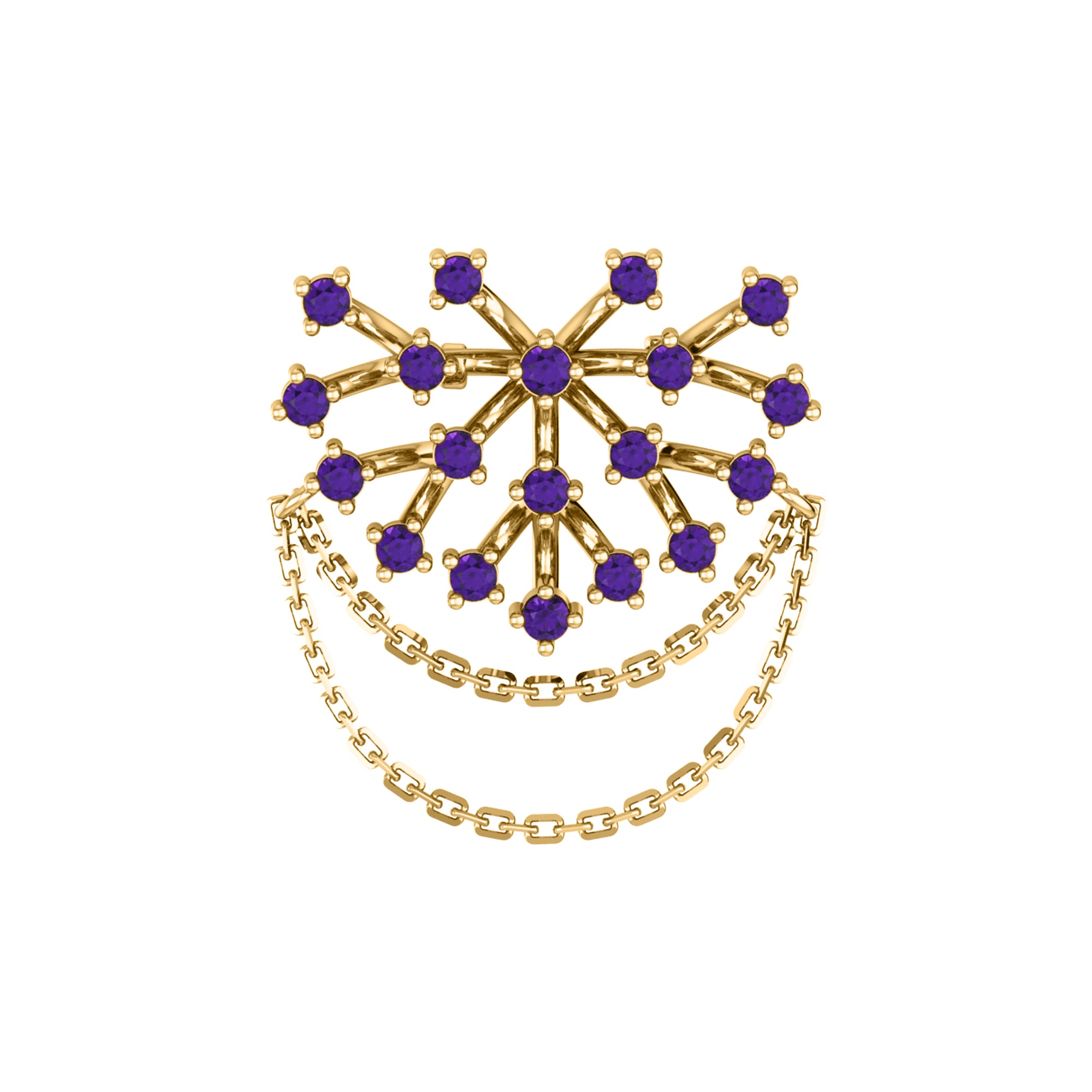 Spilla RKC Moissanite in argento sterling 925 placcata in oro giallo 14 carati Peso del prodotto 3,00 GM Altezza 23,00 MM