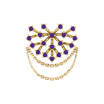 Spilla RKC Moissanite in argento sterling 925 placcata in oro giallo 14 carati Peso del prodotto 3,00 GM Altezza 23,00 MM