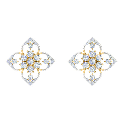 RKC 925 Sterling Silber Damen-Ohrring mit Blumenmuster für den täglichen Gebrauch, 14 Karat Gelb, Produktgewicht: 2,80 GM, Höhe: 14,70 mm