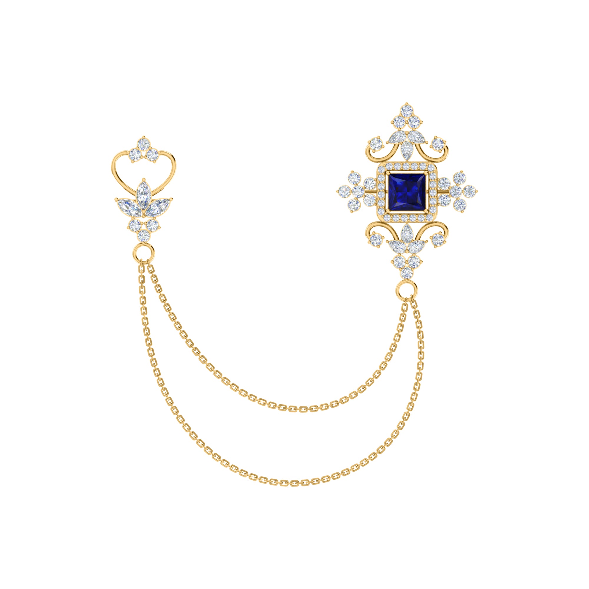 Spilla RKC Moissanite in argento sterling 925, prodotto placcato in oro rosa 14 carati, peso 6,10 GM, altezza 40,50 MM