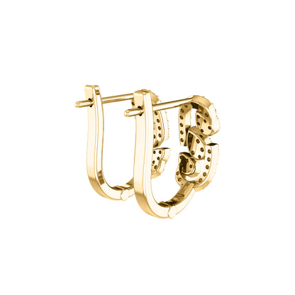 Orecchino da donna Hoops & Huggies in argento sterling RKC 925 con rosa 14k su peso 5,00 g, altezza 20,50 mm