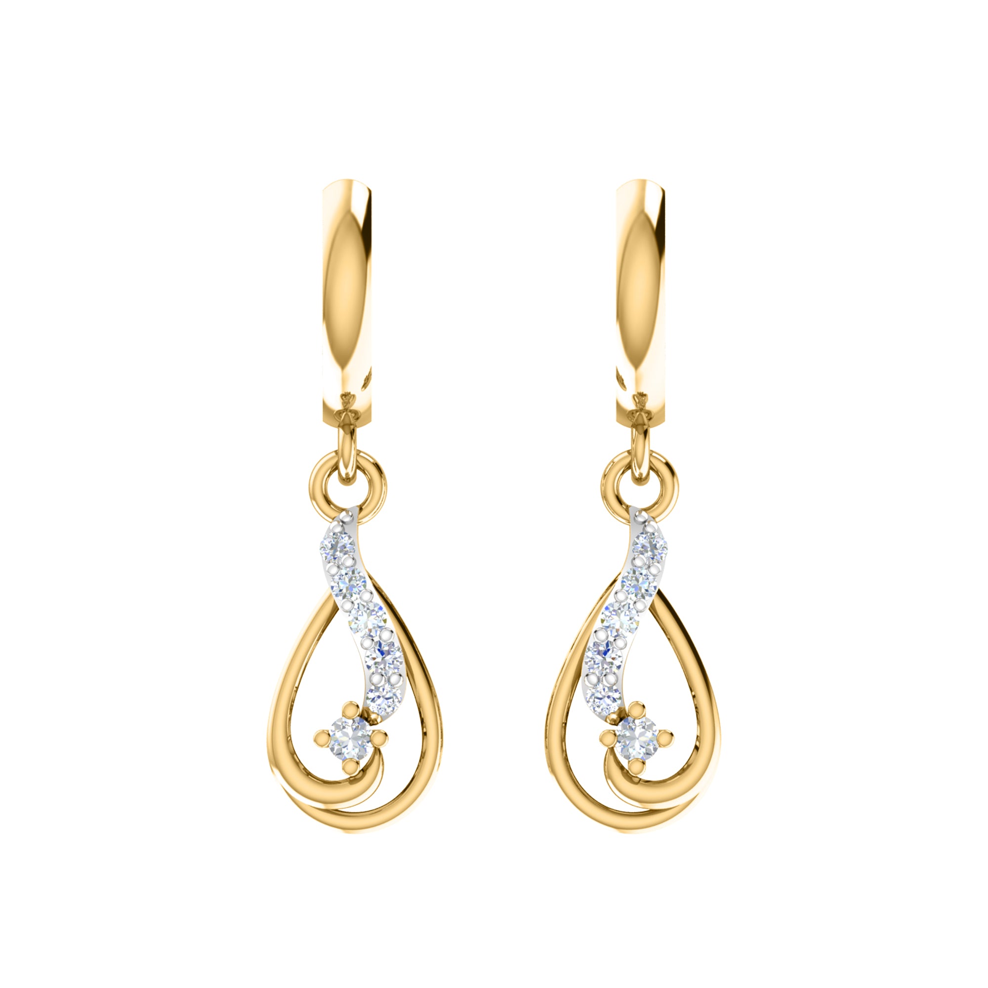Ciondolo in moissanite da 0,40 ct in argento dorato RKC 925 con peso di 3,60 g e orecchino da 2,30 g con placcatura in oro giallo 14 carati