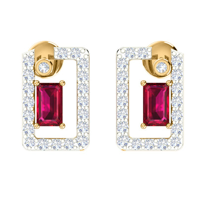 Ciondolo con rubino in argento dorato RKC 925 da 1,00 ct totale, peso 3,70 g e orecchino da 2,10 g, set con placcatura in oro giallo 14 carati