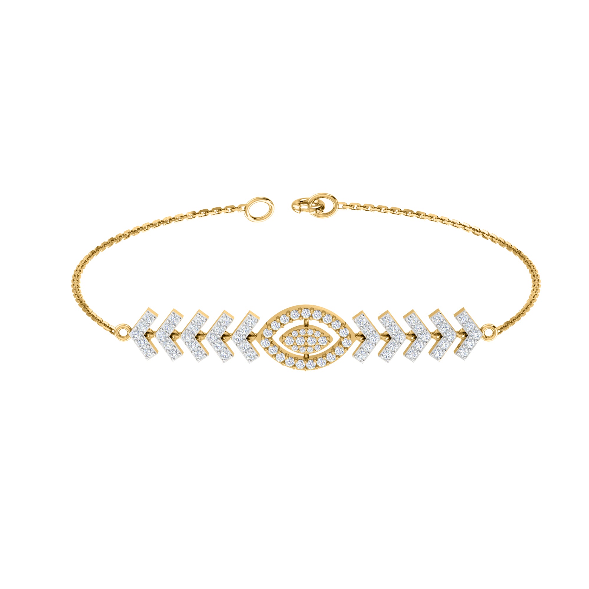 Pietra preziosa RKC in argento sterling 925 da 1,1 CT per bracciale da donna Placcato in oro giallo 14 carati Peso 6,00 GM