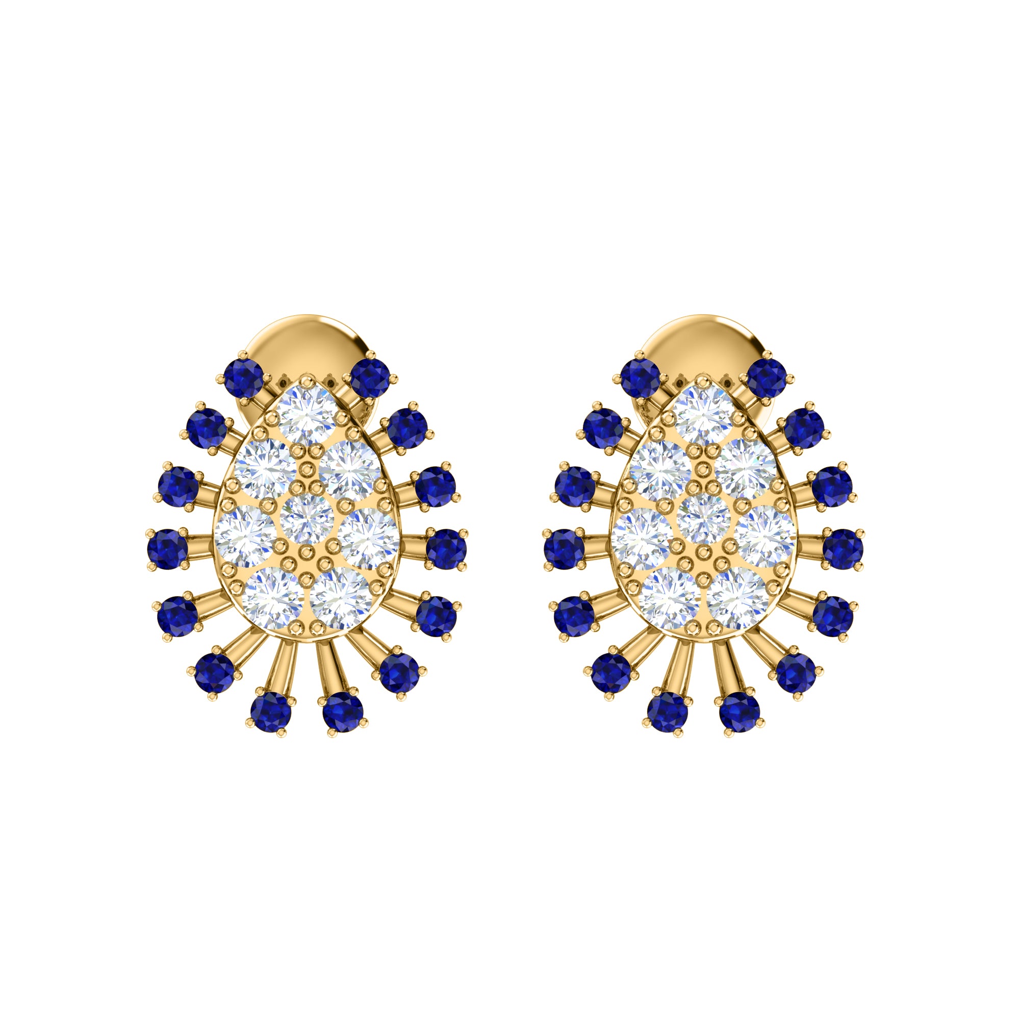 Orecchino da donna a grappolo in argento sterling 925 RKC 14k bianco su peso 3,00 g, altezza 14,00 mm