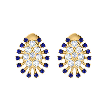 Orecchino da donna a grappolo in argento sterling 925 RKC 14k bianco su peso 3,00 g, altezza 14,00 mm