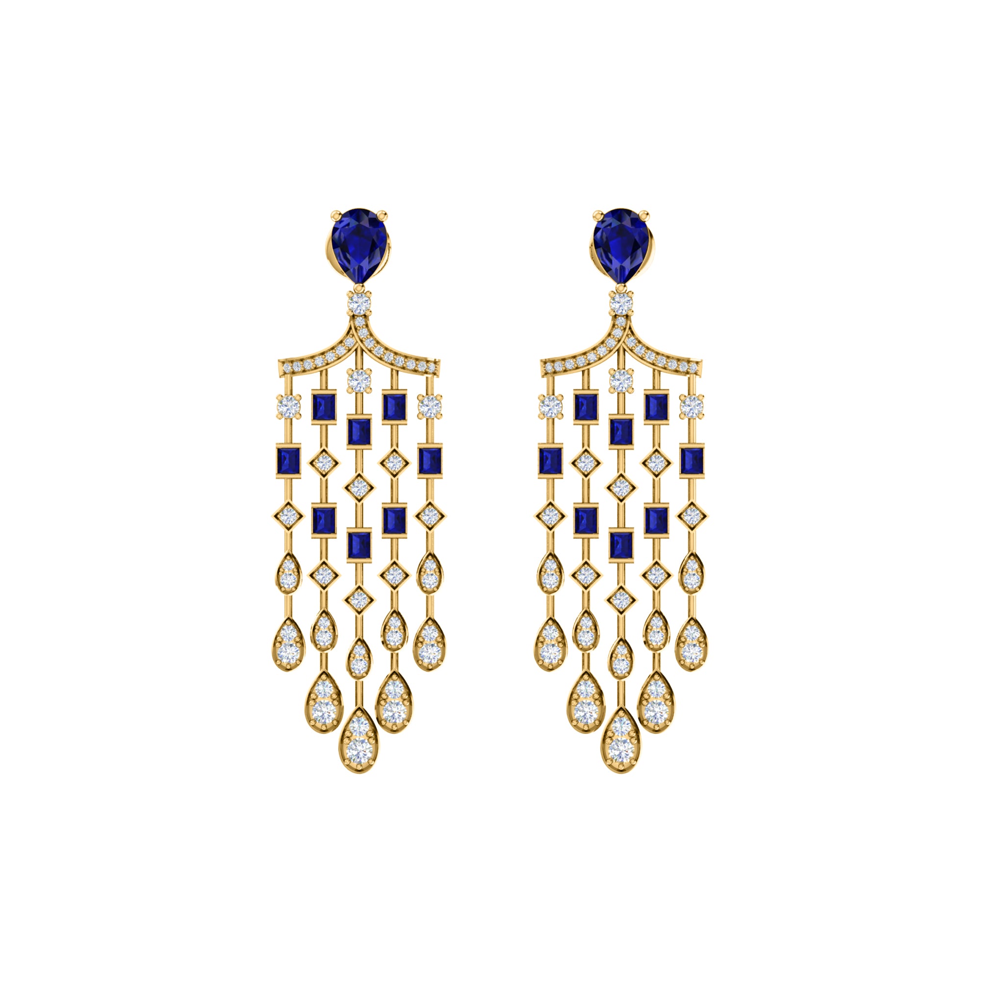 Orecchino da donna con pendente Halo in argento sterling RKC 925, oro giallo 14k, peso 8,00 GM, altezza 51,00 mm