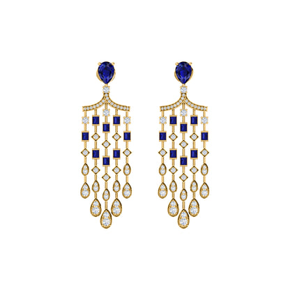 Orecchino da donna con pendente Halo in argento sterling RKC 925, oro giallo 14k, peso 8,00 GM, altezza 51,00 mm