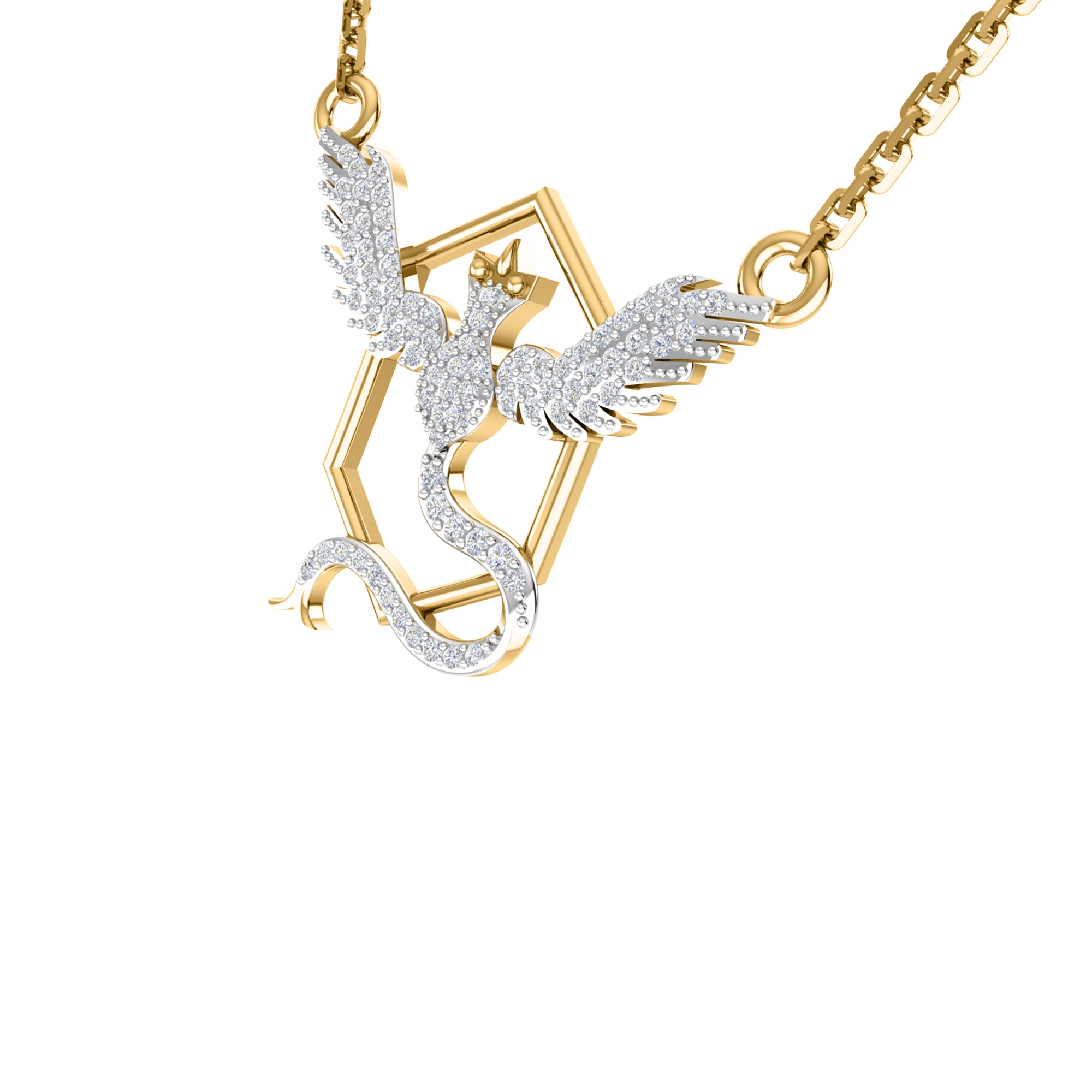 RKC 2,1 CT Moissanit Charm Halskette 925 Silber 14k Gelbgold plattiert Produktgewicht 4,00 GM Höhe 18,00 MM