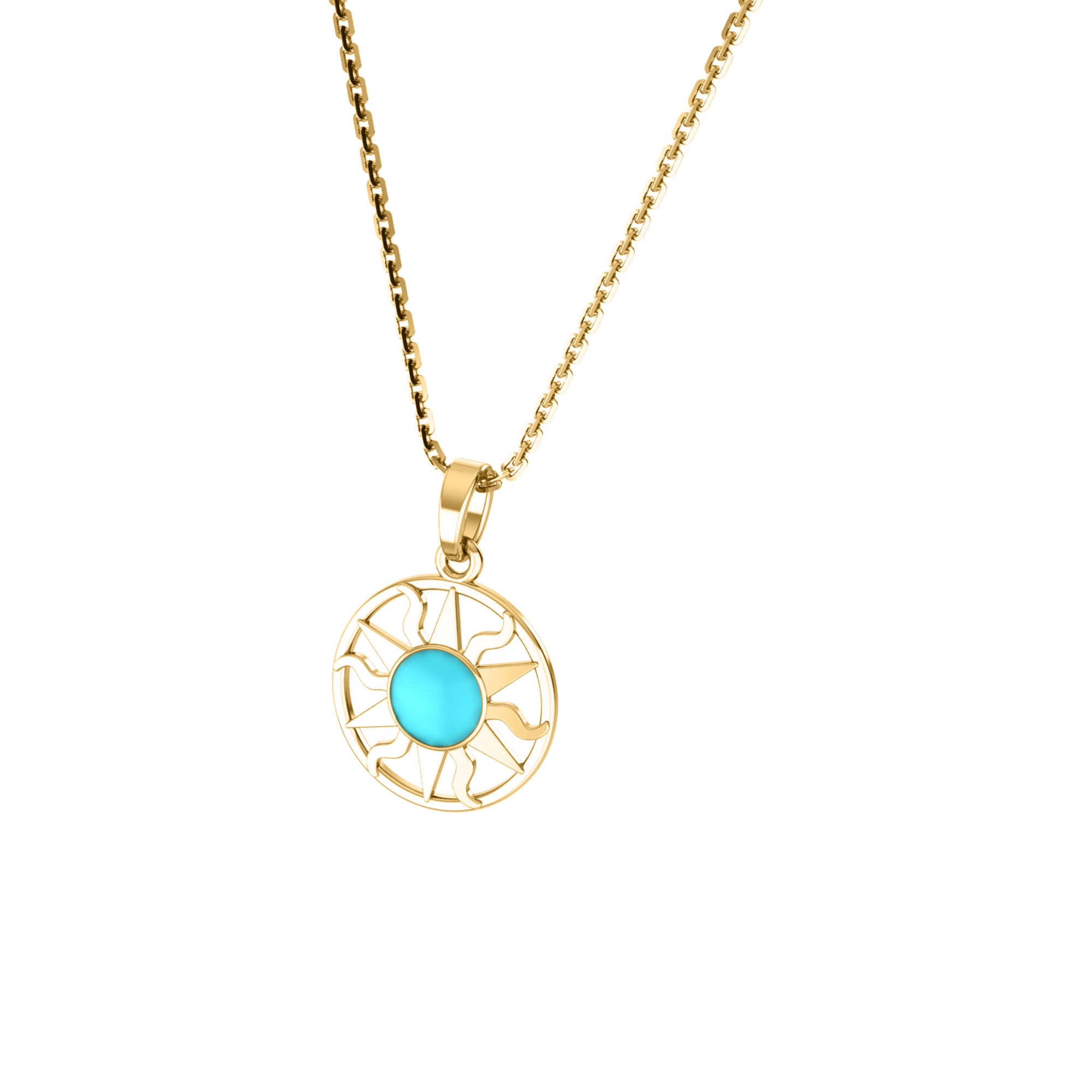 RKC Emaille-Sonnenanhänger, 925er Silberschmuck, 14 Karat Gelbgold vergoldet, Produktgewicht: 4,00 g, Höhe: 12,50 mm