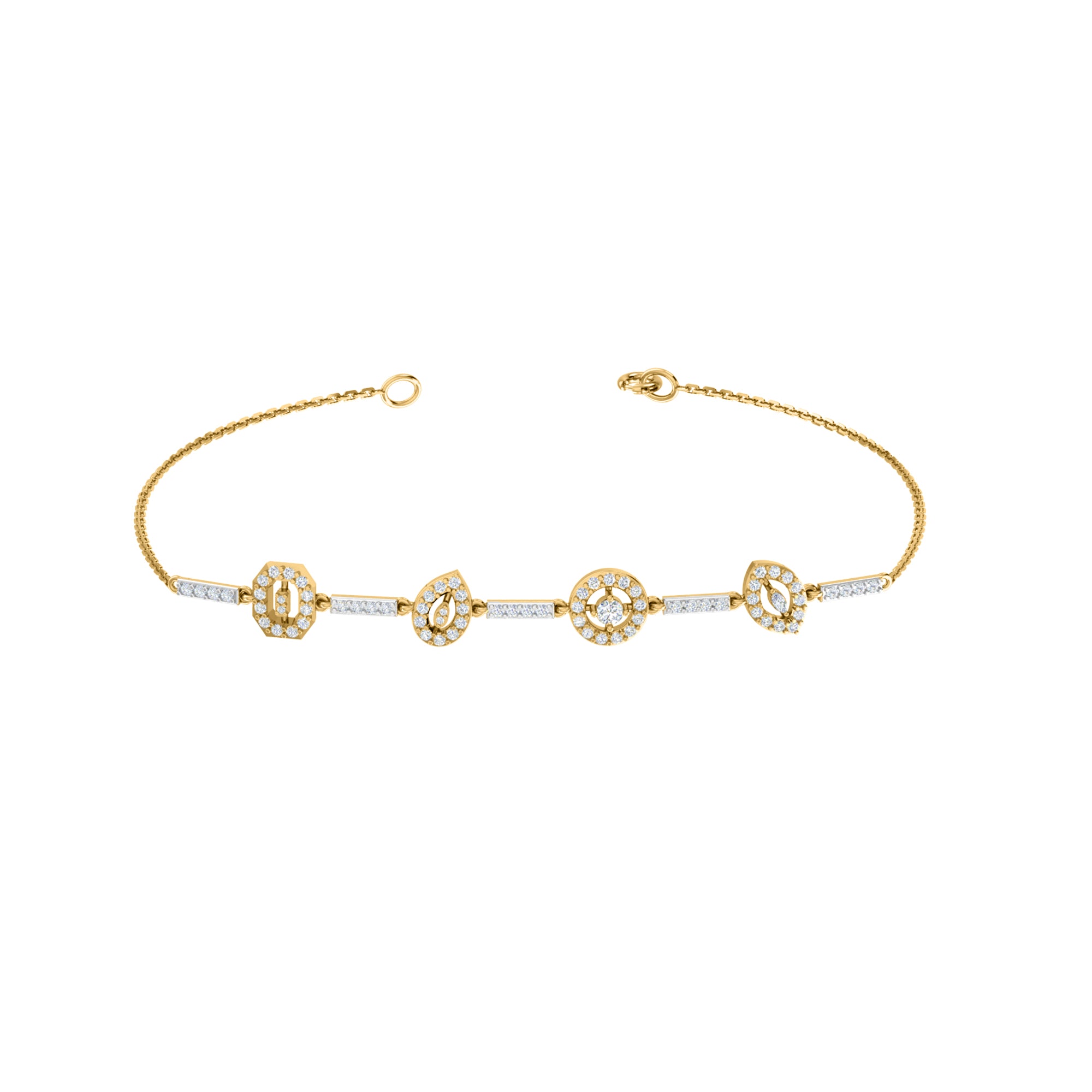 RKC Damenarmband aus 925er-Sterlingsilber, 1,16 Karat, 14 Karat Weißgold vergoldet, Gewicht 5,20 g, Höhe 81,30 mm