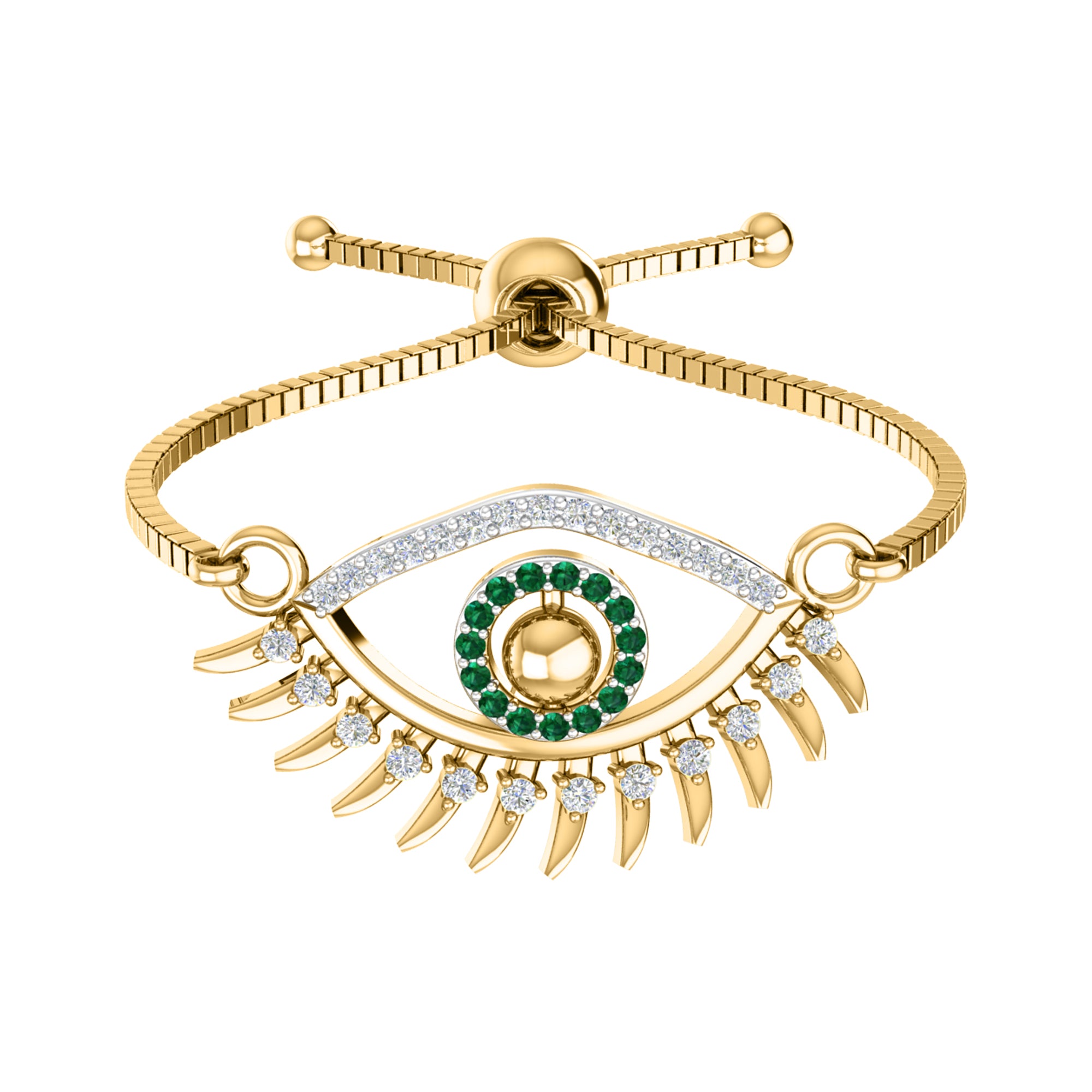 Bracciale da donna con pietre preziose multiple in argento sterling 925 RKC da 0,14 ct, placcato in oro giallo 14 carati, peso 3,80 GM, altezza 10,00 mm