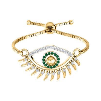 Bracciale da donna con pietre preziose multiple in argento sterling 925 RKC da 0,14 ct, placcato in oro giallo 14 carati, peso 3,80 GM, altezza 10,00 mm