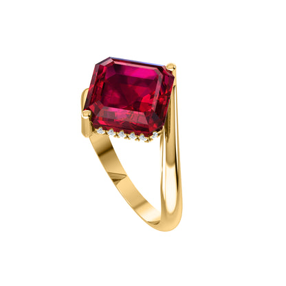 RKC Zircon Squared Beautiful Classic Solitaire Engagement Ring 14k Gold Over Birthday Gift