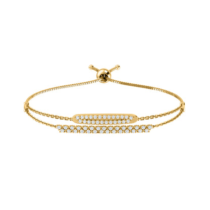 RKC Damen-Armband aus 925er-Sterlingsilber mit 0,81 Karat Moissanit, 14 Karat Gelbgold vergoldet, Gewicht 4,50 g, Höhe 36,85 mm