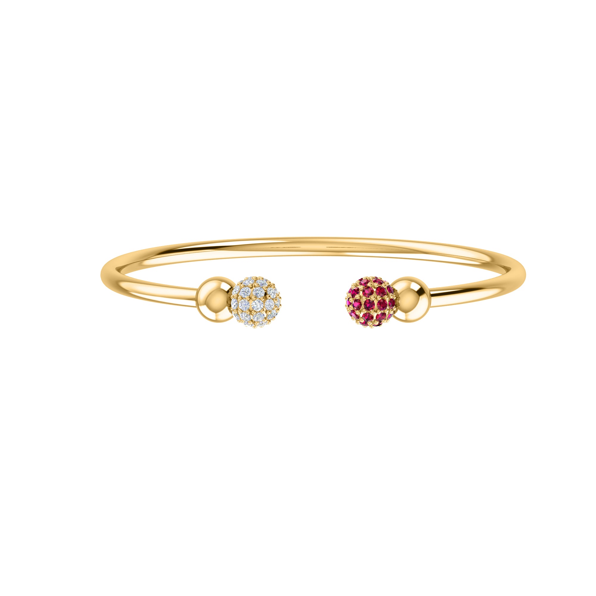 RKC Damen-Armreif aus 925er-Sterlingsilber, Karatgewicht: 1,08 CT, mit mehreren Edelsteinen, 14 Karat rosévergoldet, Produktgewicht: 10,00 GM, Höhe: 50,00 mm