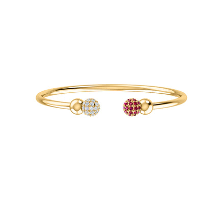 RKC Damen-Armreif aus 925er-Sterlingsilber, Karatgewicht: 1,08 CT, mit mehreren Edelsteinen, 14 Karat rosévergoldet, Produktgewicht: 10,00 GM, Höhe: 50,00 mm