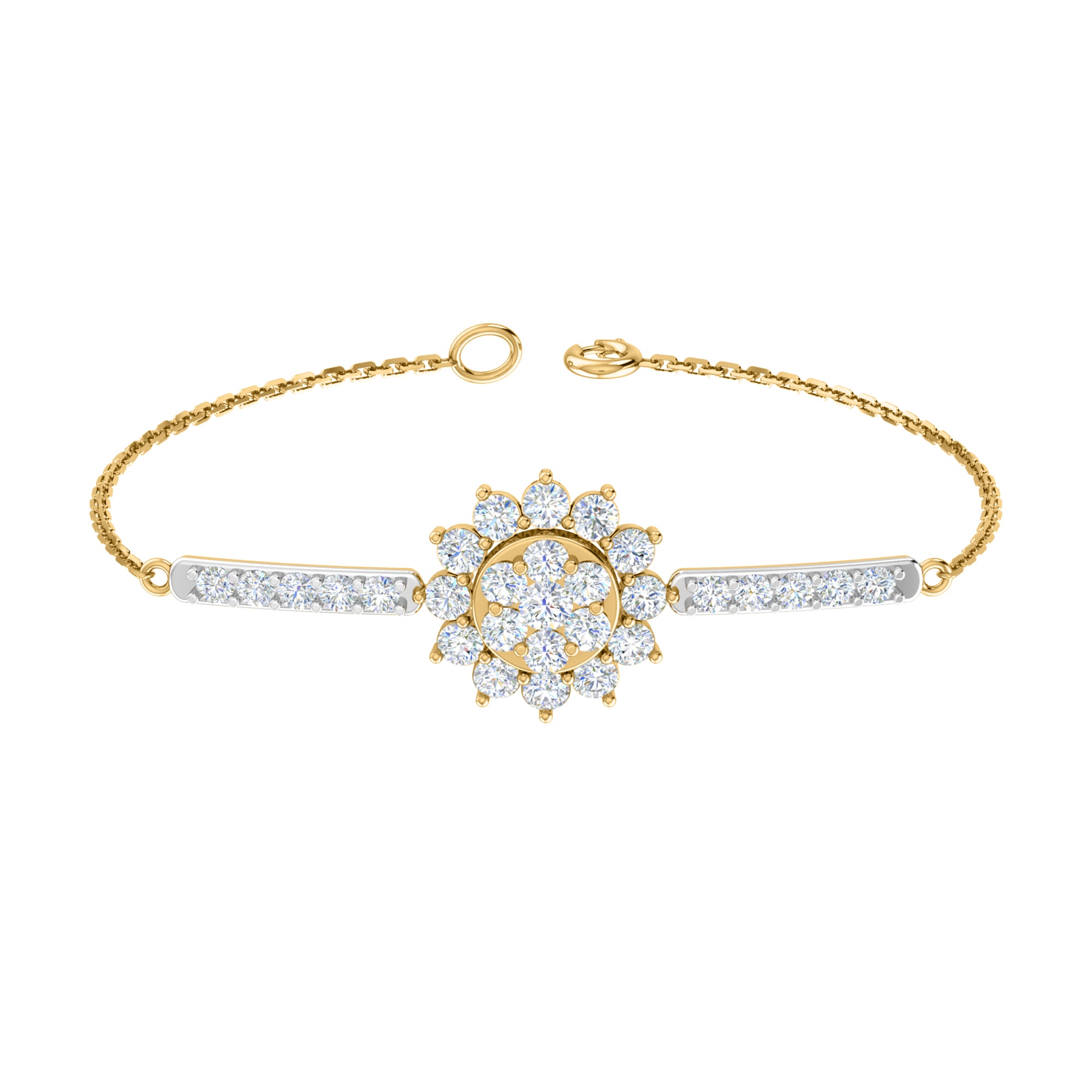 Pietra preziosa RKC in argento sterling 925 da 2,57 CT per bracciale da donna Placcato in oro rosa 14 carati Peso 5,50 GM