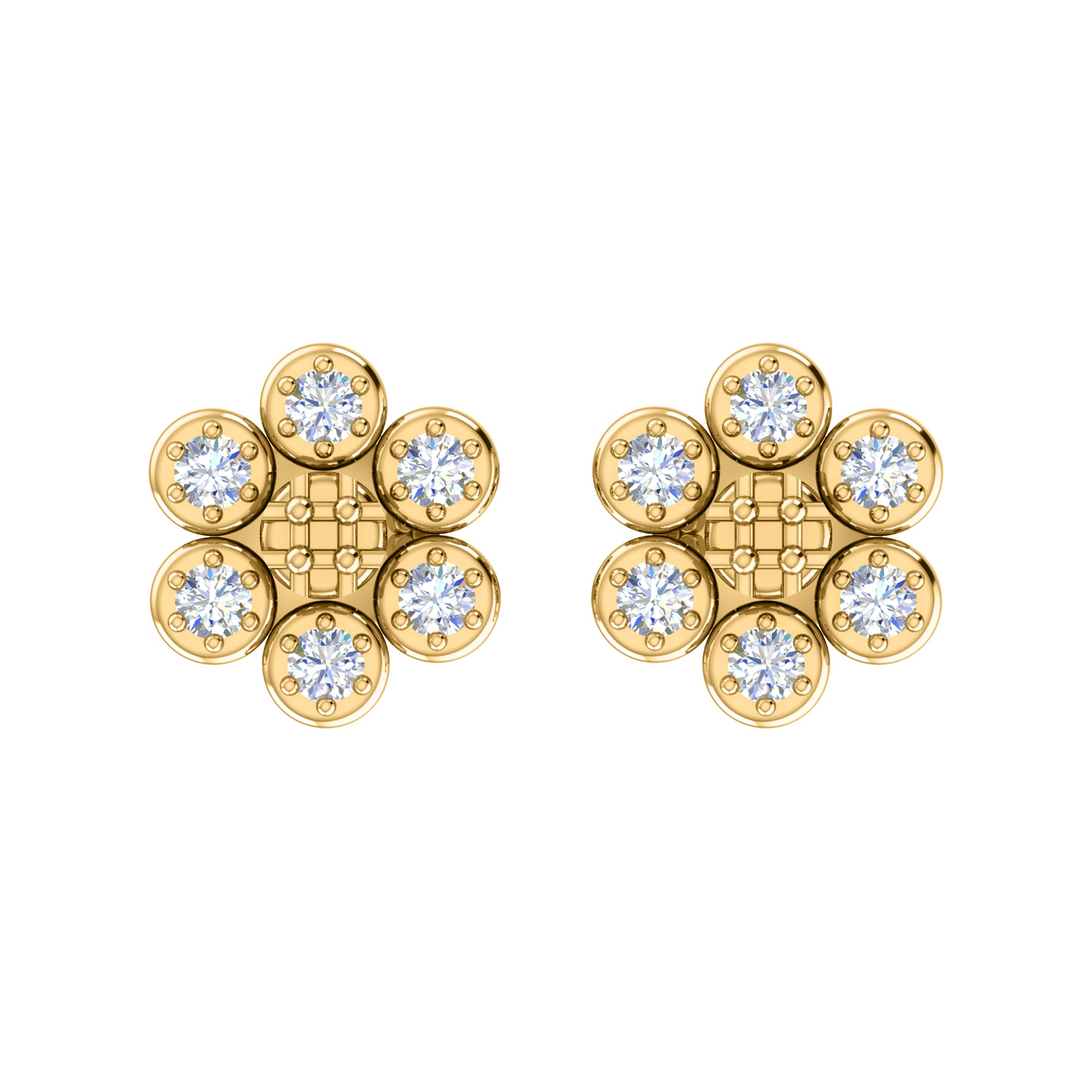 RKC 925 Sterling Silver Flower Push Back Orecchino da donna in oro bianco 14k su peso 1,80 mm altezza 8,00 mm