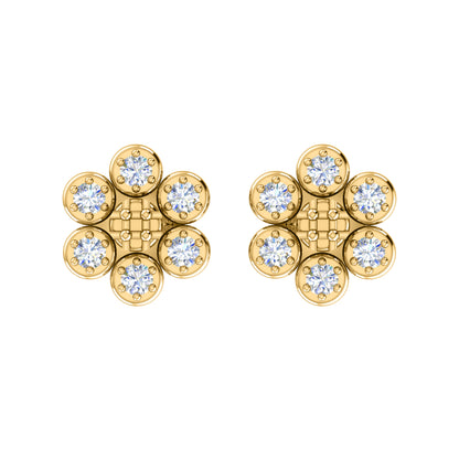 RKC 925 Sterling Silver Flower Push Back Orecchino da donna in oro bianco 14k su peso 1,80 mm altezza 8,00 mm