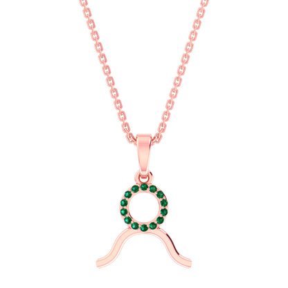 RKC Golden Cubic Zirconia With Chain Zodiac Pendant Necklace