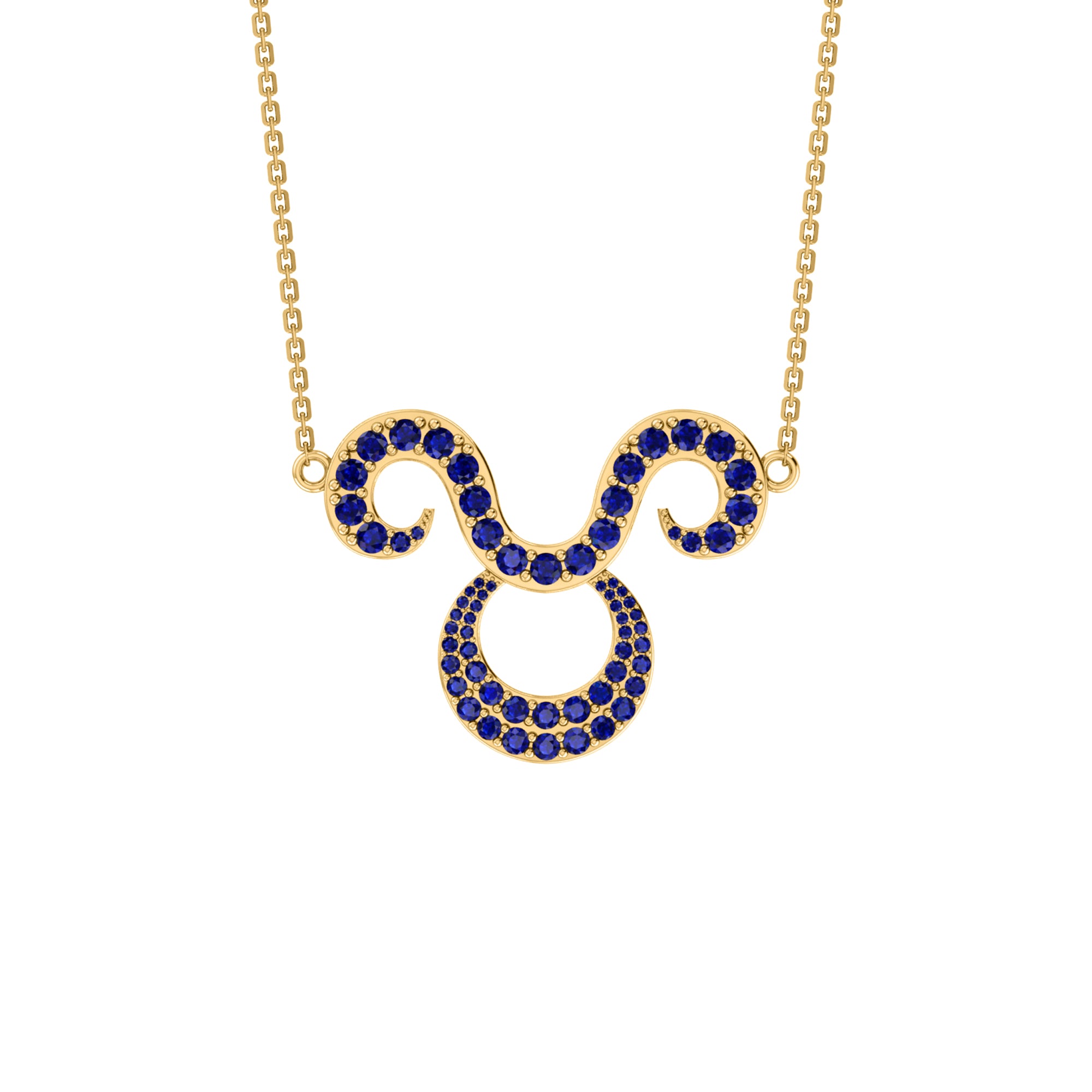 RKC 1,60 ct Moissanit Charming Aries Halskette Set 925 Silber 14 Karat Gelbgold plattiert Gewicht 5,00 g Höhe 25,40 mm