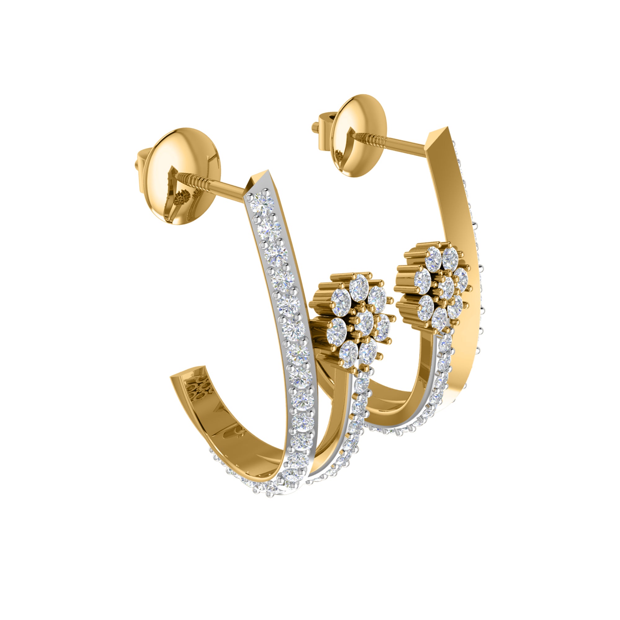 RKC 925 Sterling Silber Hoops & Huggies Ohrring Damenohrring 14 Karat Gelbgold über 3,20 WT, Höhe 20,00 mm