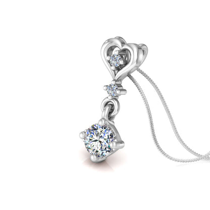RKC Anello a cuore con pendente in argento con moissanite da 0,40 ct, finitura in oro giallo 14 carati, peso 2,8 g, altezza 15 mm