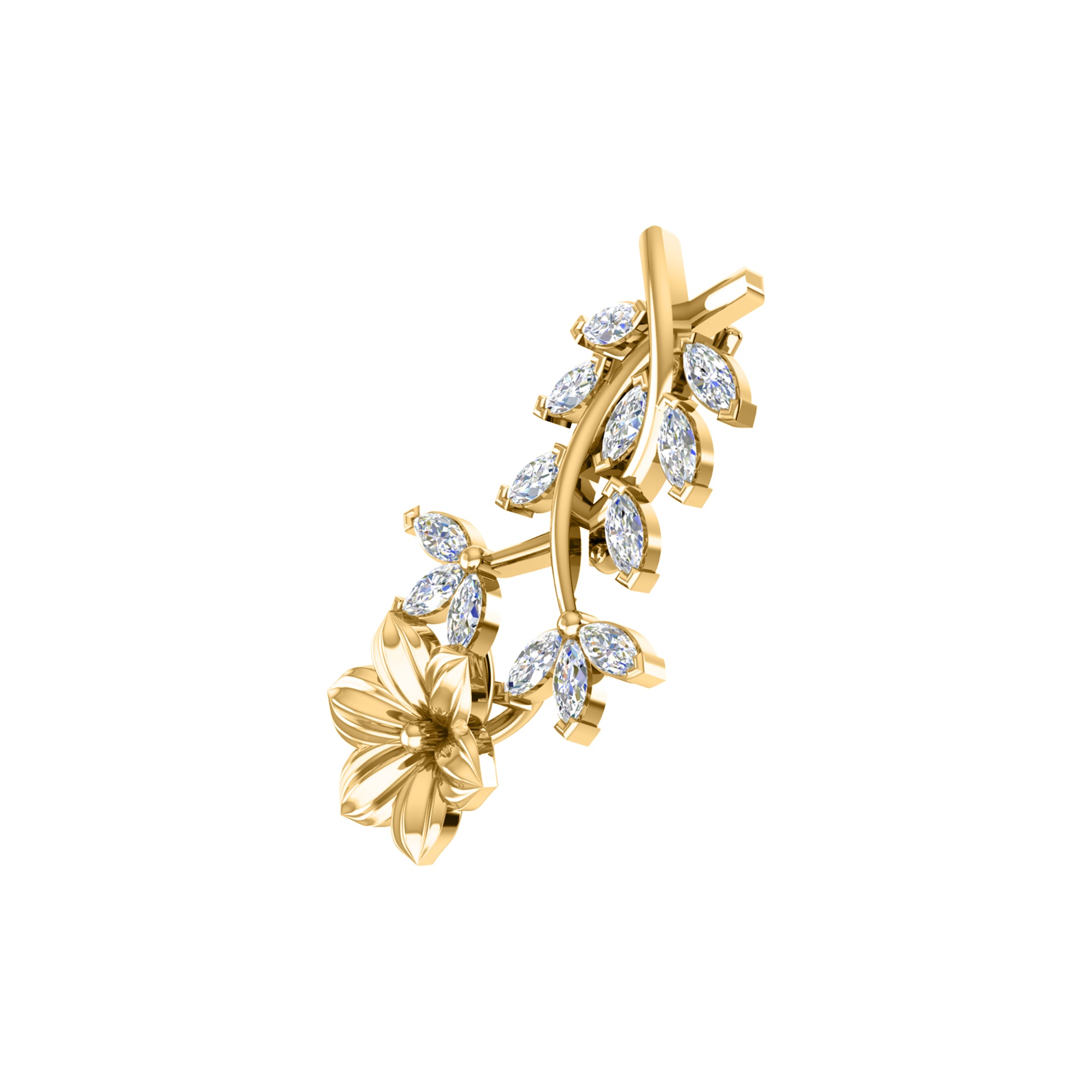 Spilla RKC Moissanite in argento sterling 925, placcata in oro rosa 14 carati, peso prodotto 1,60 GM, altezza 22,00 MM