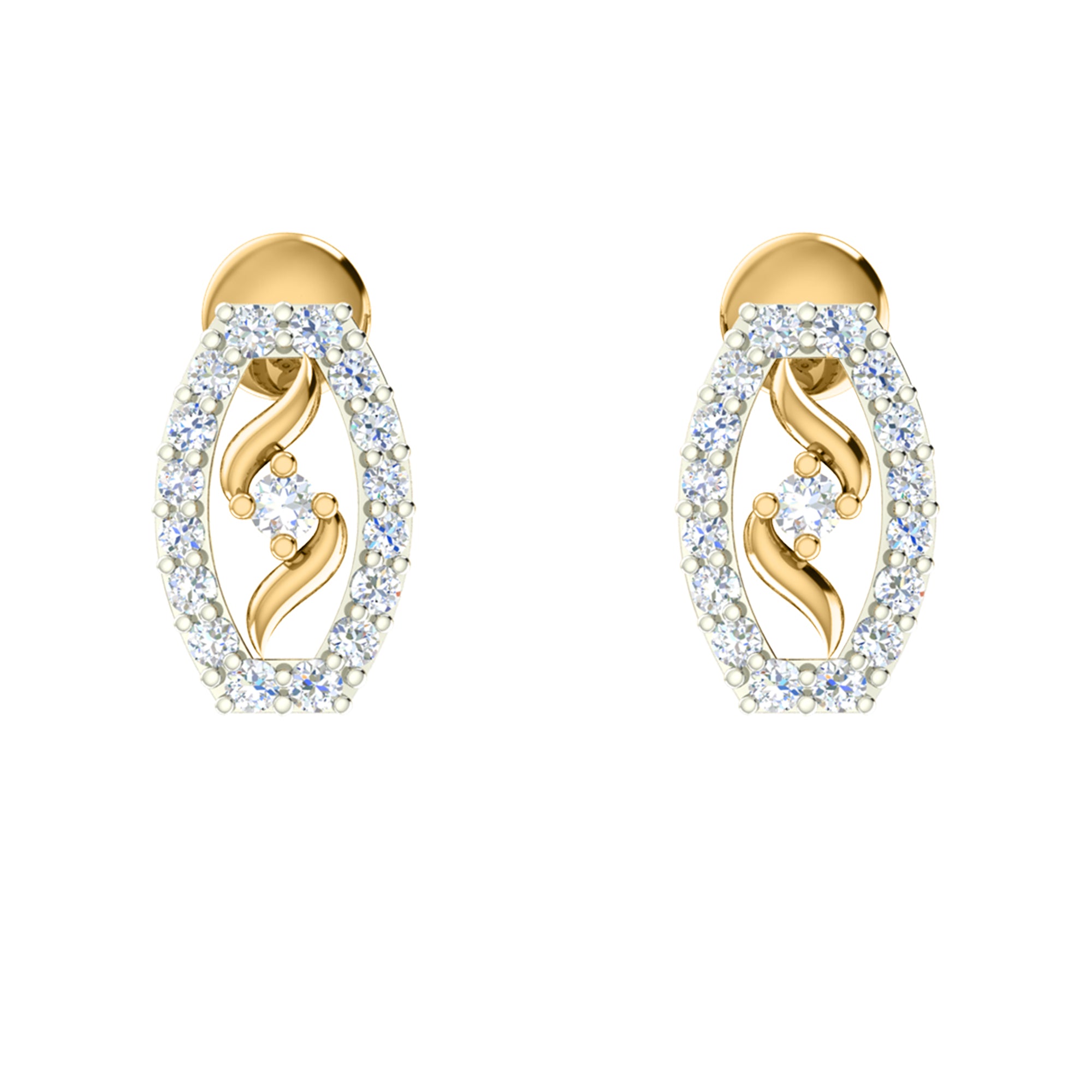 RKC 925 Silber Golden Gesamtgewicht 0,89 ct Moissanit Anhänger Gewicht 3,50 gm und Gewicht Ohrring 2,00 gm Set mit 14K Gelbgold plattiert