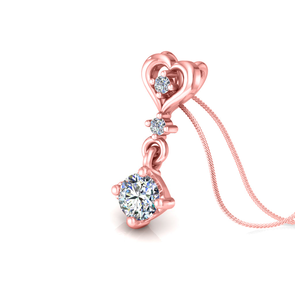 RKC Anello a cuore con pendente in argento con moissanite da 0,40 ct, finitura in oro giallo 14 carati, peso 2,8 g, altezza 15 mm