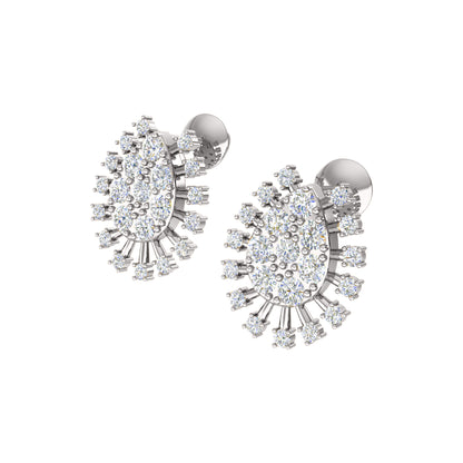 Orecchino da donna a grappolo in argento sterling 925 RKC 14k bianco su peso 3,00 g, altezza 14,00 mm