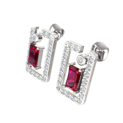 Ciondolo con rubino in argento dorato RKC 925 da 1,00 ct totale, peso 3,70 g e orecchino da 2,10 g, set con placcatura in oro giallo 14 carati