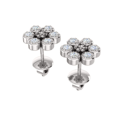 RKC 925 Sterling Silver Flower Push Back Orecchino da donna in oro bianco 14k su peso 1,80 mm altezza 8,00 mm